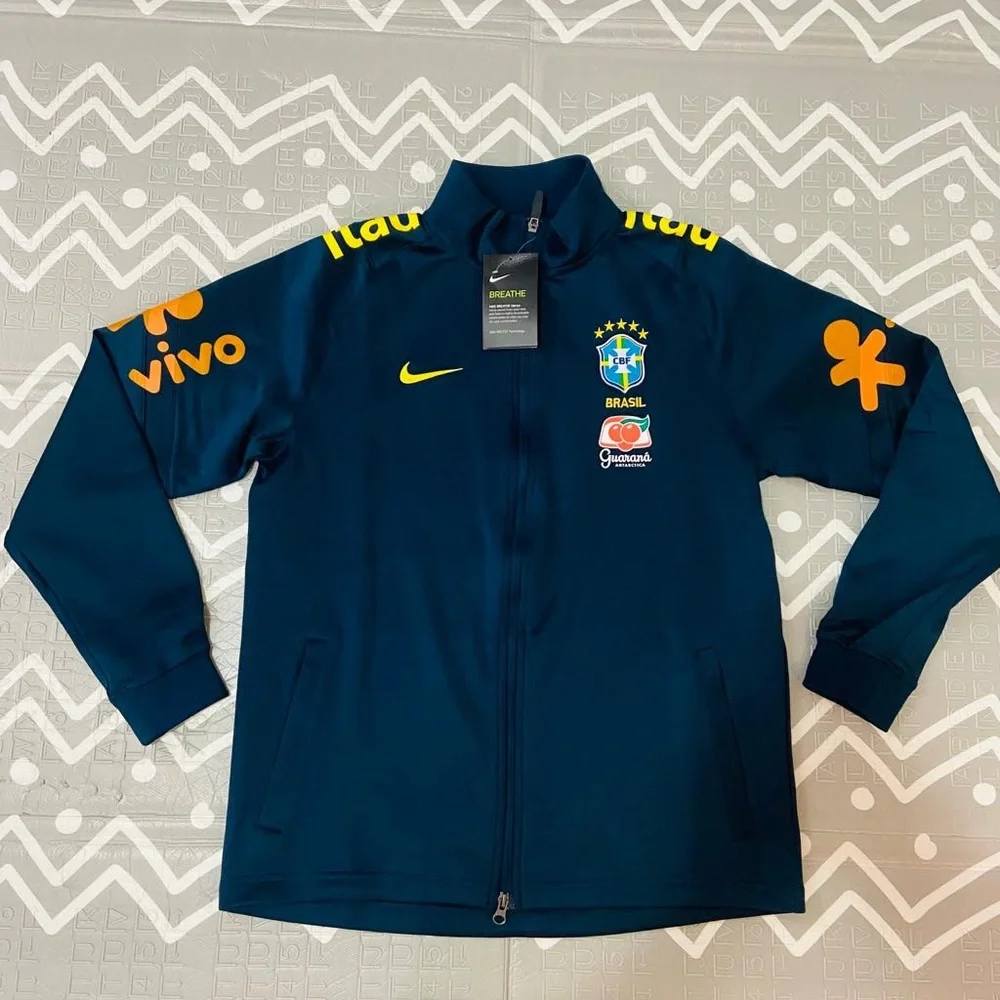 Nike brasil Brazil navy training pre match soccer jacket sweatshirt - Picture 1 of 4
